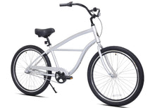  26" Haven Inlet 3 in Silver Fog | Step Over 3 Speed Aluminum Beach Cruiser | Angled View