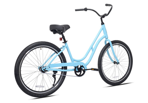 26" Haven Bay 1 in Surfside Blue | Step Thru Single Speed Beach Cruiser | View from the Back