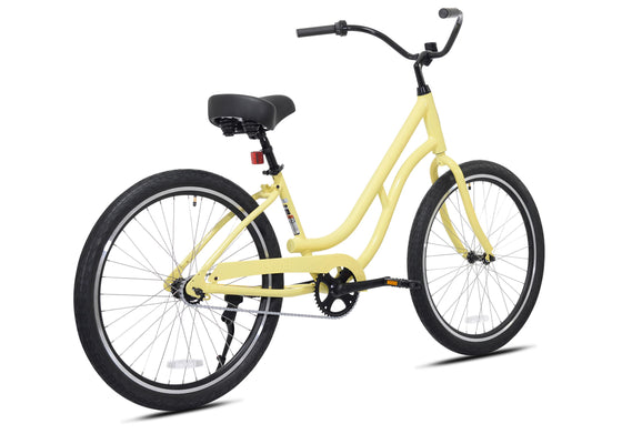 26" Haven Inlet 1 in Lemonade | Step Thru Single Speed Aluminum Beach Cruiser | View from the Back