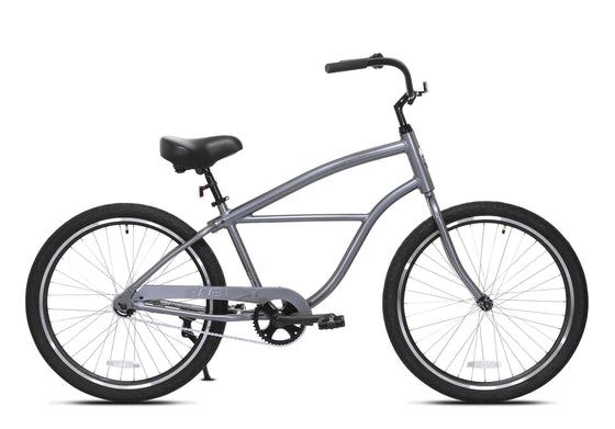 26" Haven Inlet 1 in Lighthouse Grey | Step Over Single Speed Aluminum Beach Cruiser | Side View