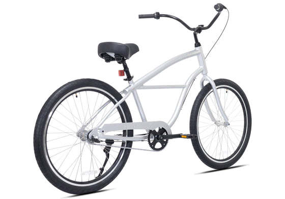 26" Haven Inlet 3 in Silver Fog | Step Over 3 Speed Aluminum Beach Cruiser | View from the Back