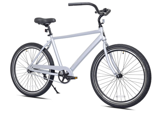 26" Haven Key 1 in Silver Fog | Step Over Single Speed Aluminum Beach Cruiser | Angled View