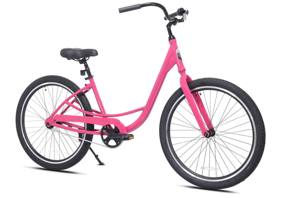 26" Haven Pointe 1 in Triple Berry Smoothie | Step Thru Single Speed Aluminum Beach Cruiser | Angled View