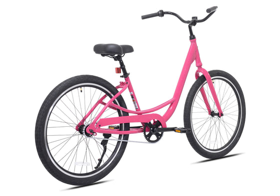 26" Haven Pointe 1 in Triple Berry Smoothie | Step Thru Single Speed Aluminum Beach Cruiser | View from the Back